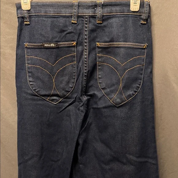 ROLLA'S Midnight Blue Denim with Gold Stitching - Picture 4 of 8